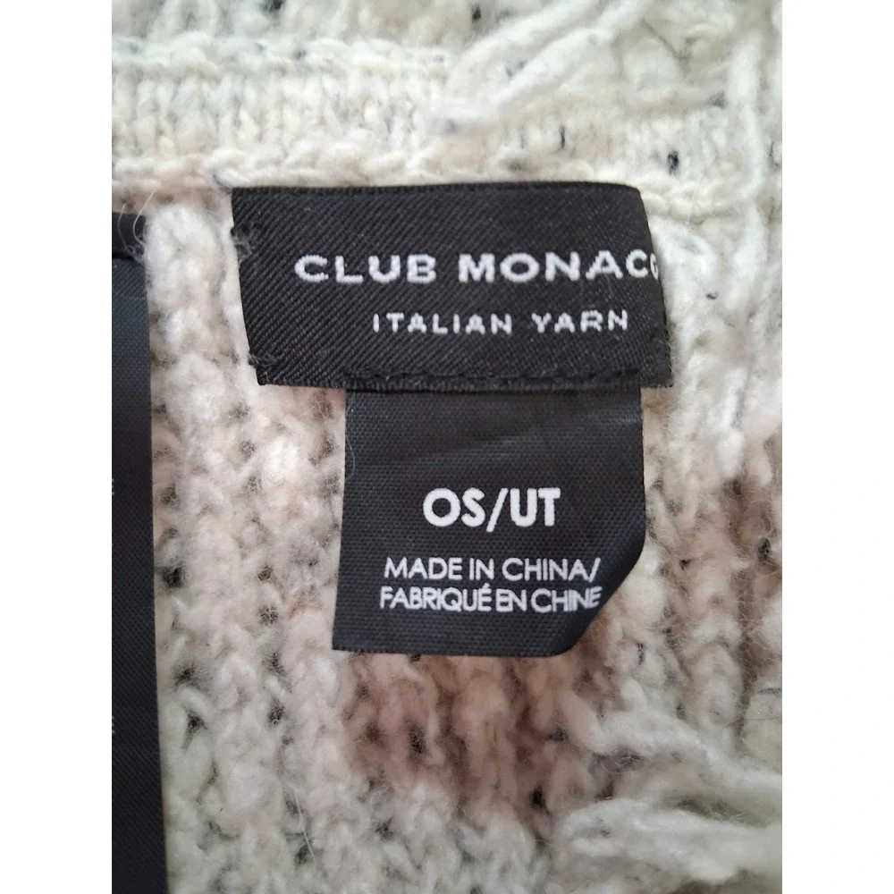 Club‎ Monaco Italian Yarn Infinity Scarf Wool Blend Chunky Fringed